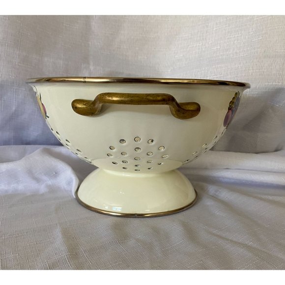 Cornucopia Enamel and Brass Collonder - Picture 2 of 8